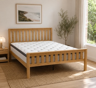 Sabine Natural Bed Frame & Napa Queen Mattress Set