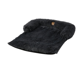 Saena XXL Charcoal Faux Fur Bolster Sofa Protector & Dog Bed