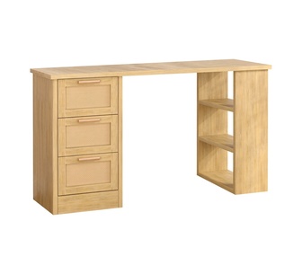 Sakana 3 Drawer Wood Rattan Computer Desk
