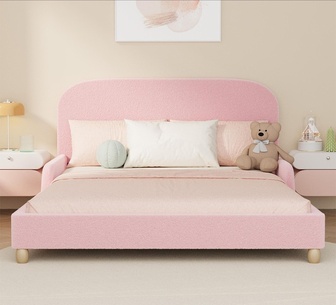 Sameya Double Pink Kids Bed Frame with Side Guard Rails