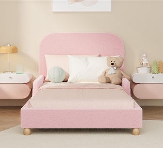 Sameya Single Pink Kids Bed Frame with Side Guard Rails