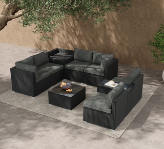 Samal Outdoor Modular Lounge Set Black