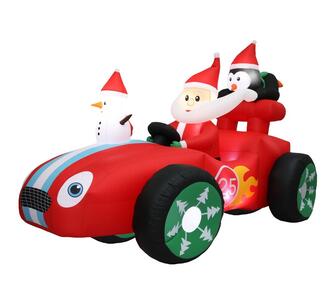 Berryflatable Christmas Inflatable Santa & Racecar