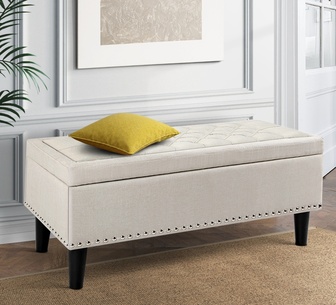 Sapphira Grey Rectangle Storage Ottoman