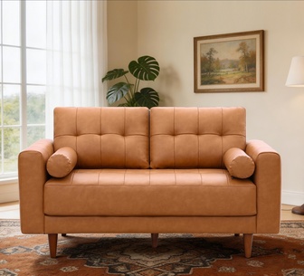 Saxony 2 Seater Tan PU Sofa