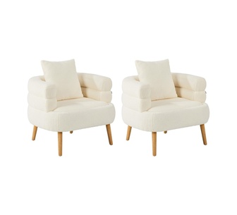 Set of 2 Dorsay White Sherpa Tub Armchair