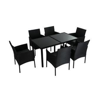Scudamore 6 Seater Black Outdoor Wicker Dining Set