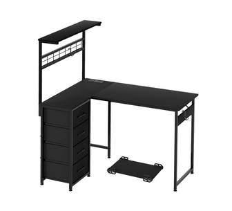 Sean Black L-Shape Convertible Office Desk with Storage