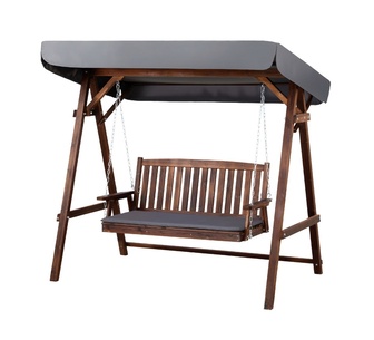 Sechie 3 Seater Charcoal Wooden Canopy Outdoor Swing