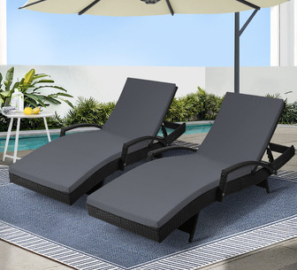 Seff 2 Piece Black Adjustable Outdoor Sun Lounges