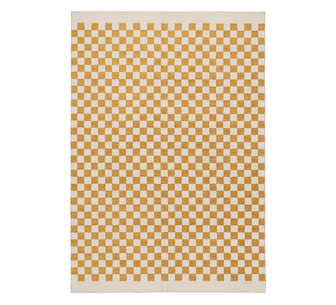 Segundo Yellow/Cream Checkered Washable Rug 400x300cm