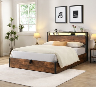 Seneca Gas Lift LED Bed with Charging Double