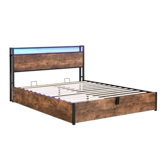 Seneca Gas Lift LED Bed with Charging Queen
