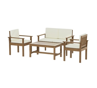 Sensen 4 Piece Brown Wooden Outdoor Lounge Setting