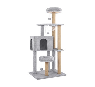 Sephere 140cm Light Grey Fir Wood & Plush Cat Tree