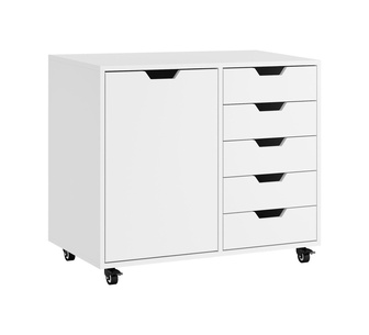 Serafa 1 Door 5 Drawer White Filing Cabinet