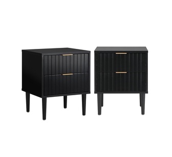 Set of 2 Janette 2 Drawer Black Bedside Table
