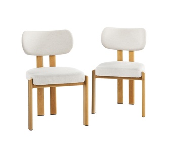 Set of 2 Daffodil Beige Linen Dining Chair Set