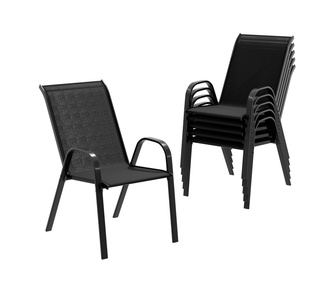 Set of 6 Andrada Black Stackable Outdoor Dining Chairs