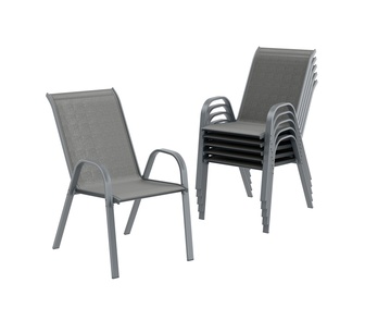 Set of 6 Andrada Grey Stackable Outdoor Dining Chairs