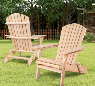 Set of 2 Afra Wood Outdoor Adirondack Chair