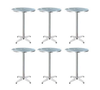 Set of 6 Sevi Round Silver Outdoor Bar Table Set