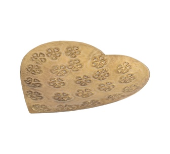 Shari Handcrafted Metal Pressed HeartShape Bowl Antique Gold