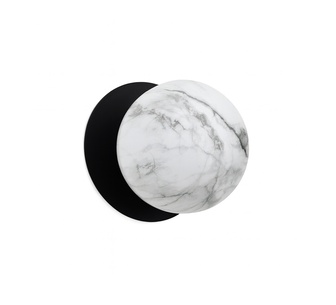 Shen Small White Marble Opal Black Base LED Wall Light