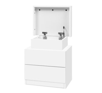 Sheri White Bedside Table with Lift-up Storage