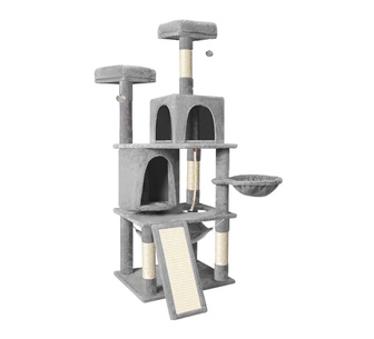 Shelani 161cm Grey Fir Wood & Plush Cat Tree