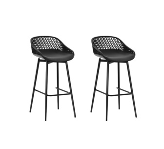 Shanon 2 Piece Black Metal Outdoor Bar Stools