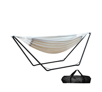 Shantu Single Cream Outdoor Hammock w/ Steel Frame