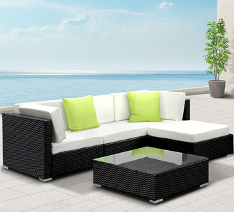 Sigma 5 Piece Black Wicker Outdoor Lounge Setting