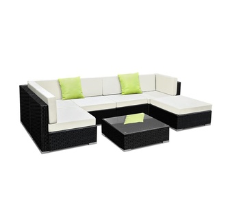 Sigma 7 Piece Black Wicker Outdoor Lounge Setting