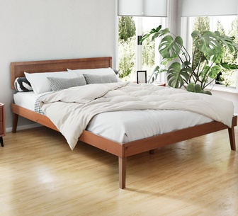 Silang Queen Walnut Wooden Bed Frame