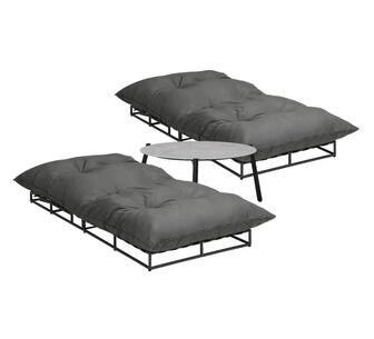 Set of 2 Silo Outdoor Sun Lounges w/ Table Grey