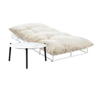 Silo Outdoor Sun Lounge w/ Table Beige/White
