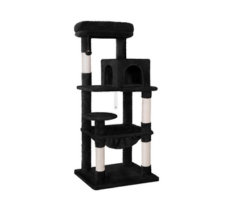 Silkes 143cm Black Fir Wood & Plush Cat Tree