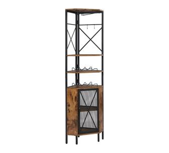 Silas Rustic Brown Corner Wine Cabinet
