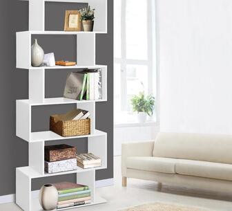 Sinag 6 Tier White Bookshelf