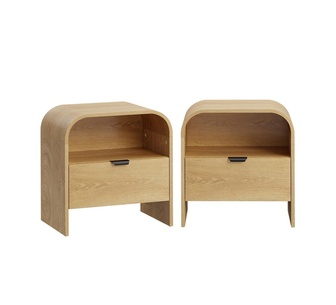 Set of 2 Sirius 1 Drawer Natural Bedside Table