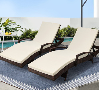 Siya 2 Piece Brown Adjustable Outdoor Sun Lounges