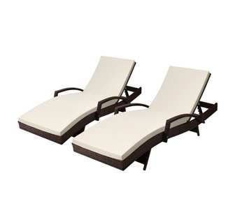 Siya 2 Piece Brown Adjustable Outdoor Sun Lounges