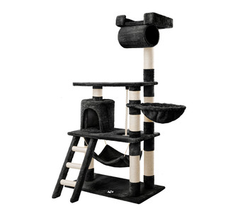 Skitter 141cm Black Fir Wood & Plush Cat Tree