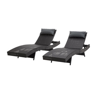 Skyfer 2 Piece Black Adjustable Outdoor Sun Lounges