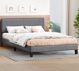 Slidell Queen Grey Fabric Bed Frame