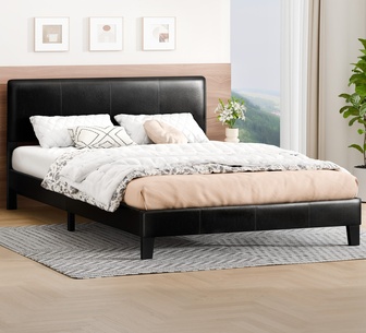 Slidell Queen Black PU Bed Frame
