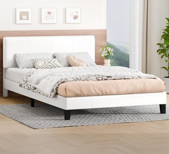 Slidell Queen White PU Bed Frame