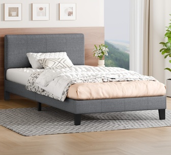 Slidell Single Grey Fabric Bed Frame