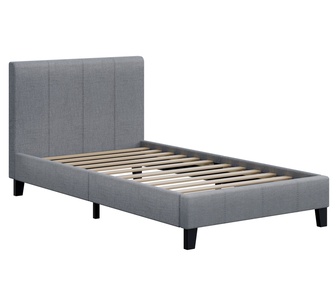 Slidell Single Grey Fabric Bed Frame
